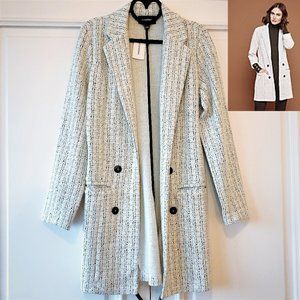 *BRAND NEW* Longline Relaxed Fit Open-Front Textured Jacquard Knit Jacket XXS